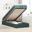 Estructura de cama otomana con colchón terciopelo verde oscuro