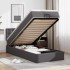 Cama otomana colchón cuero sintético gris
