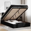 Estructura cama otomana colchón cuero sintético negro 120x200cm