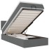 Cama otomana con colchón y LED tela gris oscuro 90x200