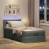 Cama otomana con colchón y LED tela gris oscuro 90x200