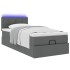 Cama otomana con colchón y LED tela gris oscuro 90x200