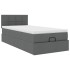 Cama otomana con colchón y LED tela gris oscuro 90x200