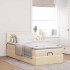 Cama otomana con colchón de tela color crema 100x200