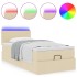 Cama otomana con colchón de tela color crema 100x200