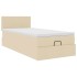 Cama otomana con colchón de tela color crema 100x200