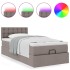 Cama otomana con colchón y luces LED tela gris taupé 90x200