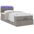 Cama otomana con colchón y luces LED tela gris taupé 90x200