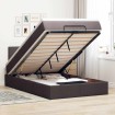 Cama otomana con colchón marrón oscuro 120x200 cm tela