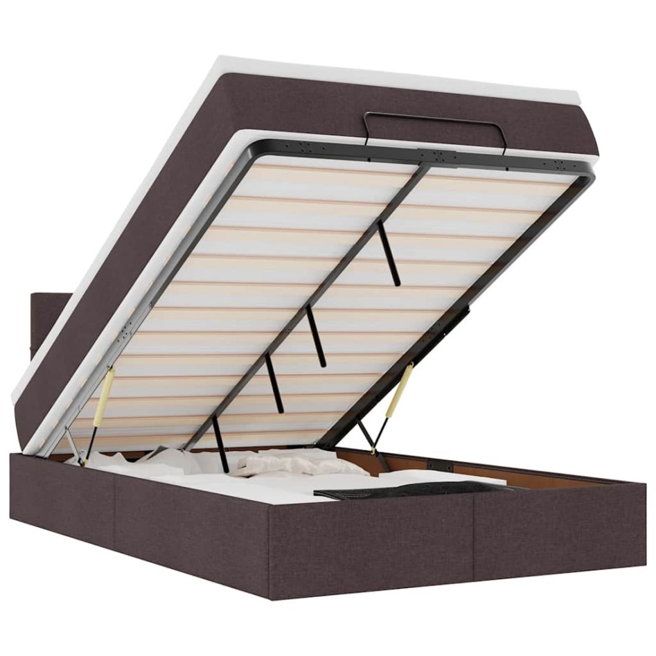 Cama otomana con colchón marrón oscuro 120x200 cm