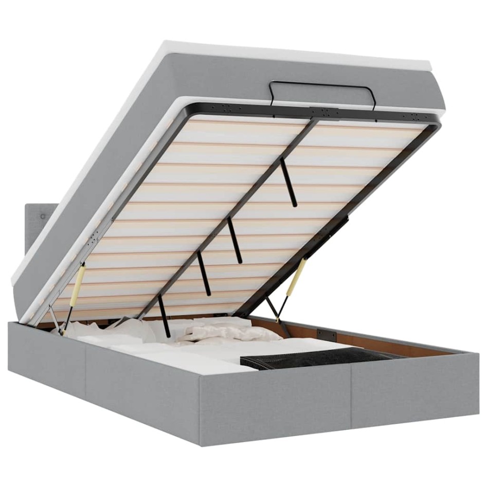 Cama otomana con colchón gris claro 120x200 cm