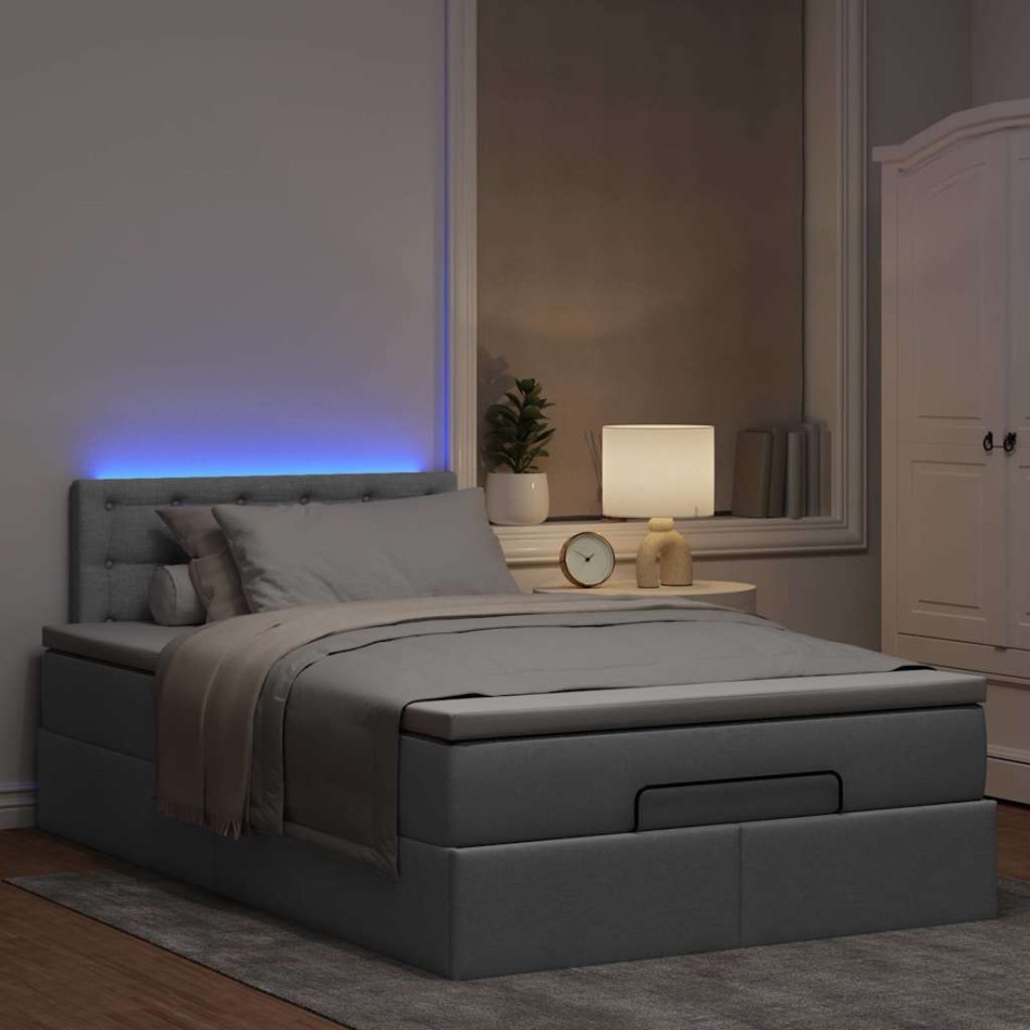 Cama otomana con colchón gris claro 120x200 cm