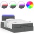 Cama otomana con colchón y LED tela gris oscuro 120x200