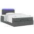 Cama otomana con colchón y LED tela gris oscuro 120x200