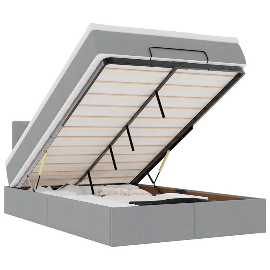 Cama otomana con colchón gris claro 120x200 cm