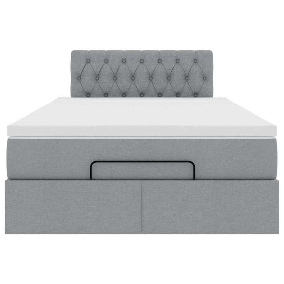 Cama otomana con colchón gris claro 120x200 cm