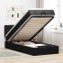 Cama otomana con colchón y luces LED tela negra