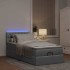 Cama otomana con colchón y LED tela gris claro 90x200