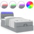 Cama otomana con colchón y LED tela gris claro 90x200