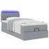 Cama otomana con colchón y LED tela gris claro 90x200