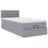 Cama otomana con colchón y LED tela gris claro 90x200