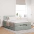 Estructura cama otomana colchón terciopelo gris claro