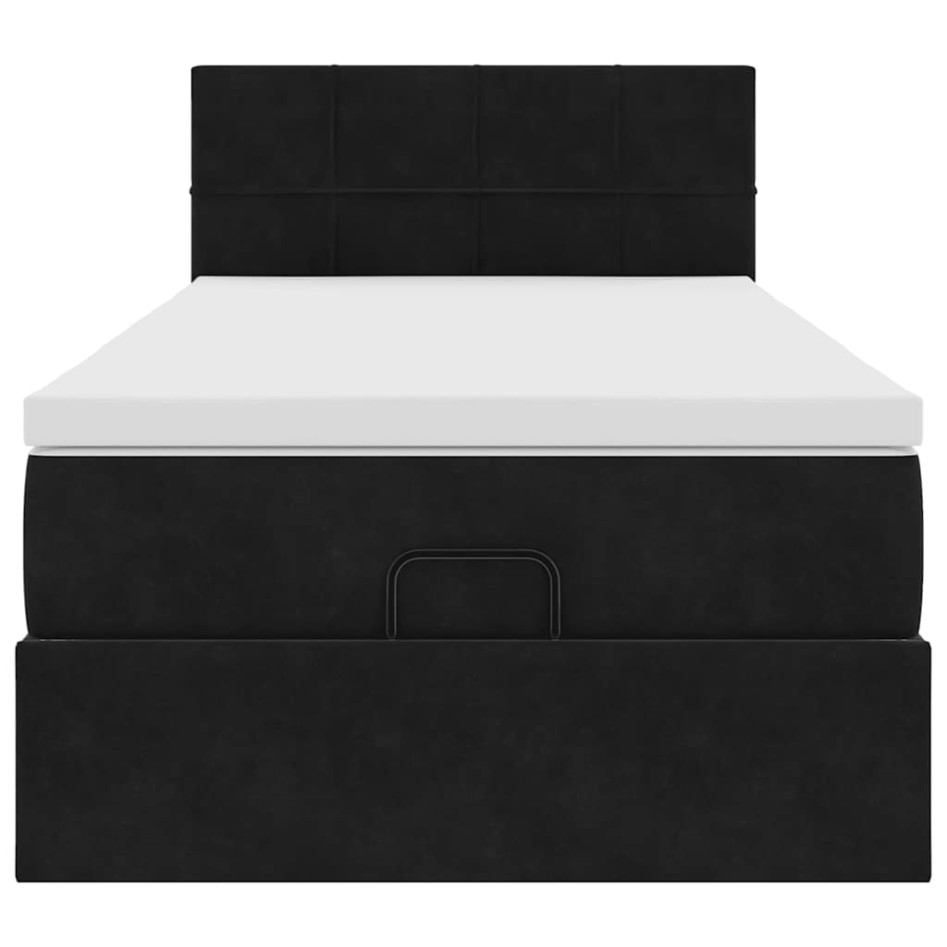 Estructura de cama otomana colchón terciopelo negro
