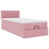 Estructura de cama otomana colchón terciopelo rosa