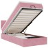 Cama otomana con colchón y LED terciopelo rosa 80x200