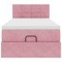 Cama otomana con colchón y LED terciopelo rosa 80x200