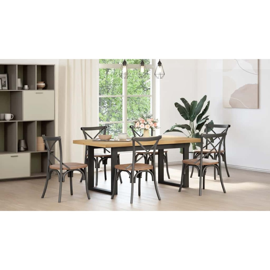 Mesa de comedor NOAIN patas U madera maciza pino 180x90x75
