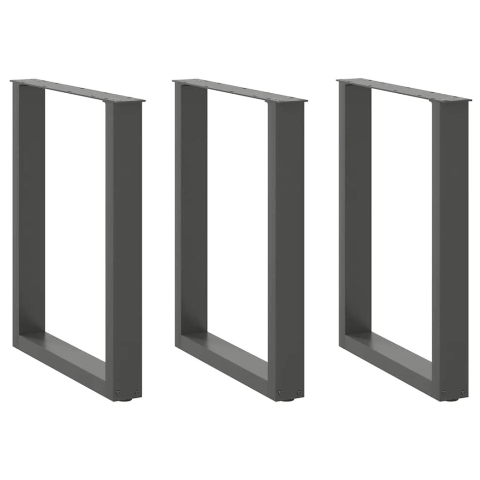 Patas mesa centro forma U 3 uds antracita 70x(72-73) cm