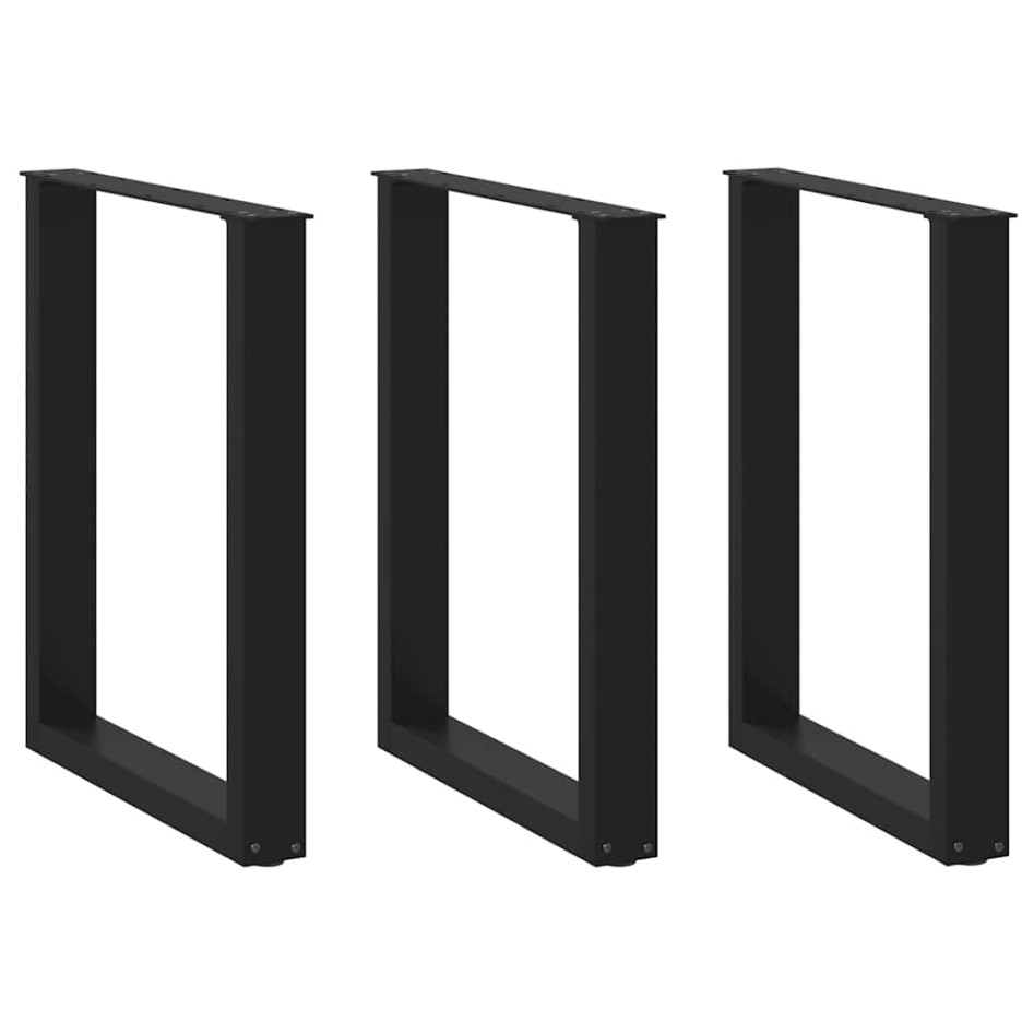 Patas para mesa centro forma U 3 uds acero negro 70x(72-73)