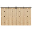 Kit de herrajes para puertas correderas acero negro 366 cm