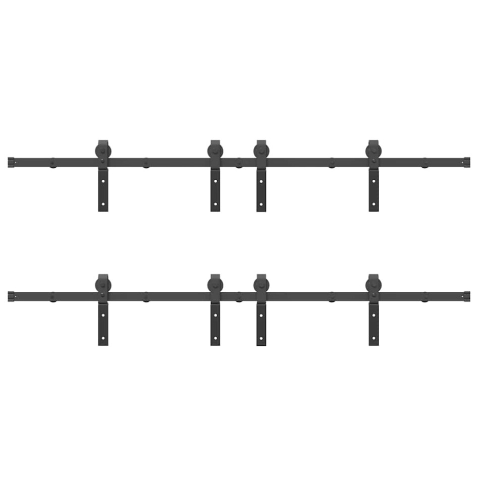 Kit de herrajes para puertas correderas acero negro 366