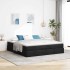 Estructura de cama otomana con colchón tela negra 160x200