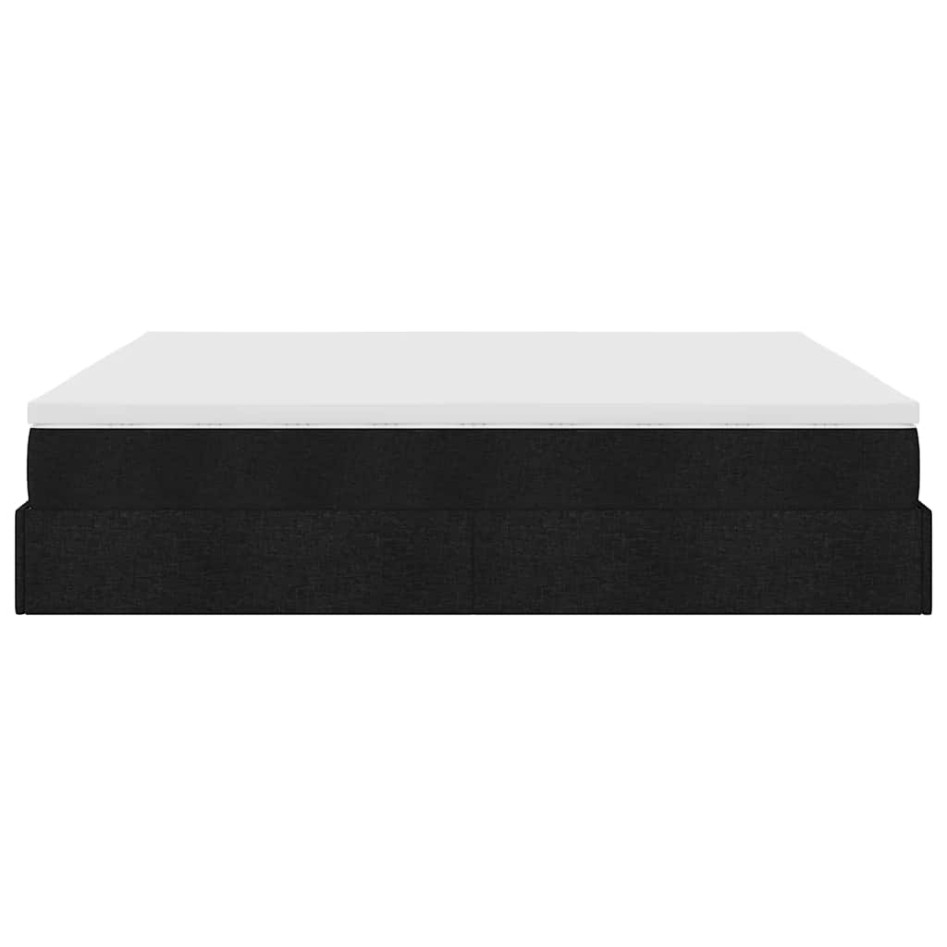 Estructura de cama otomana con colchón tela negra 160x200