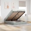 Estructura cama otomana colchón terciopelo gris claro 140x190cm