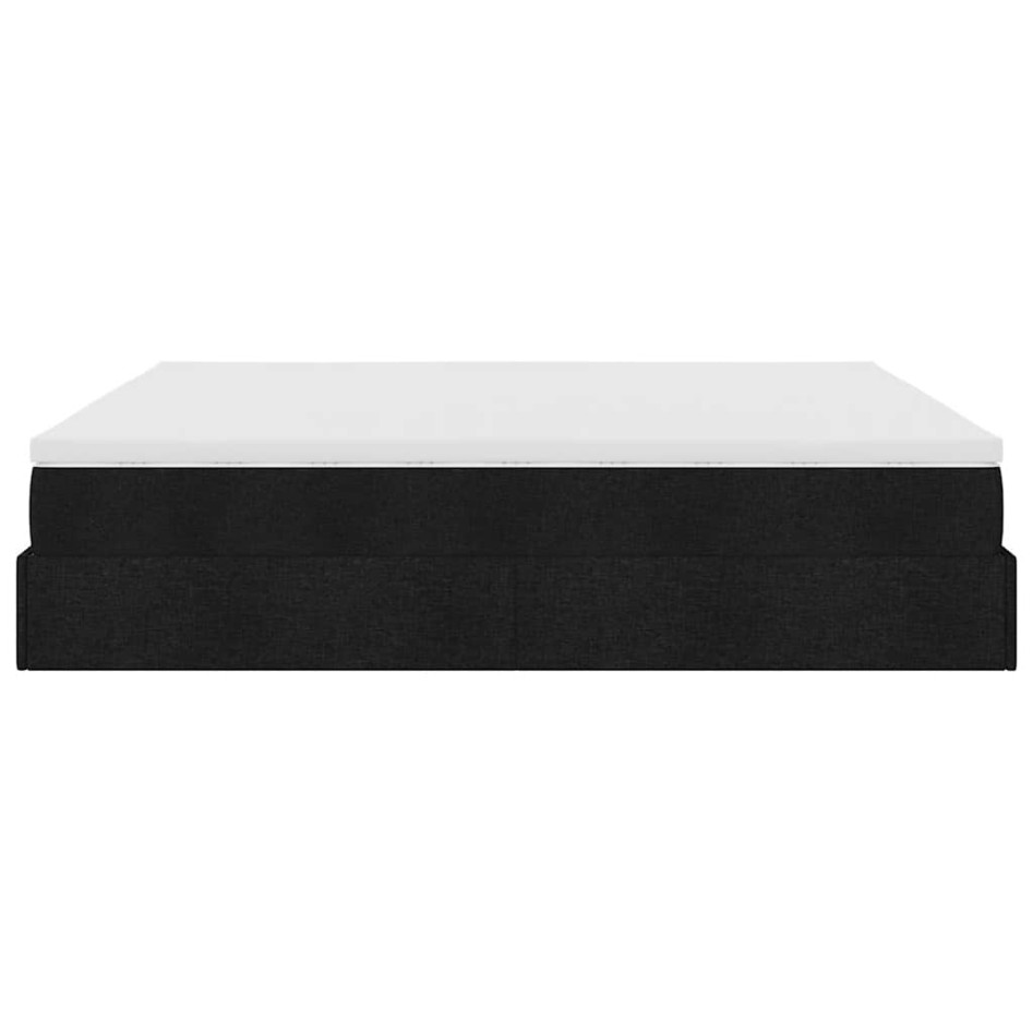 Estructura de cama otomana con colchón tela negra