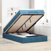 Estructura de cama otomana colchón terciopelo azul oscuro