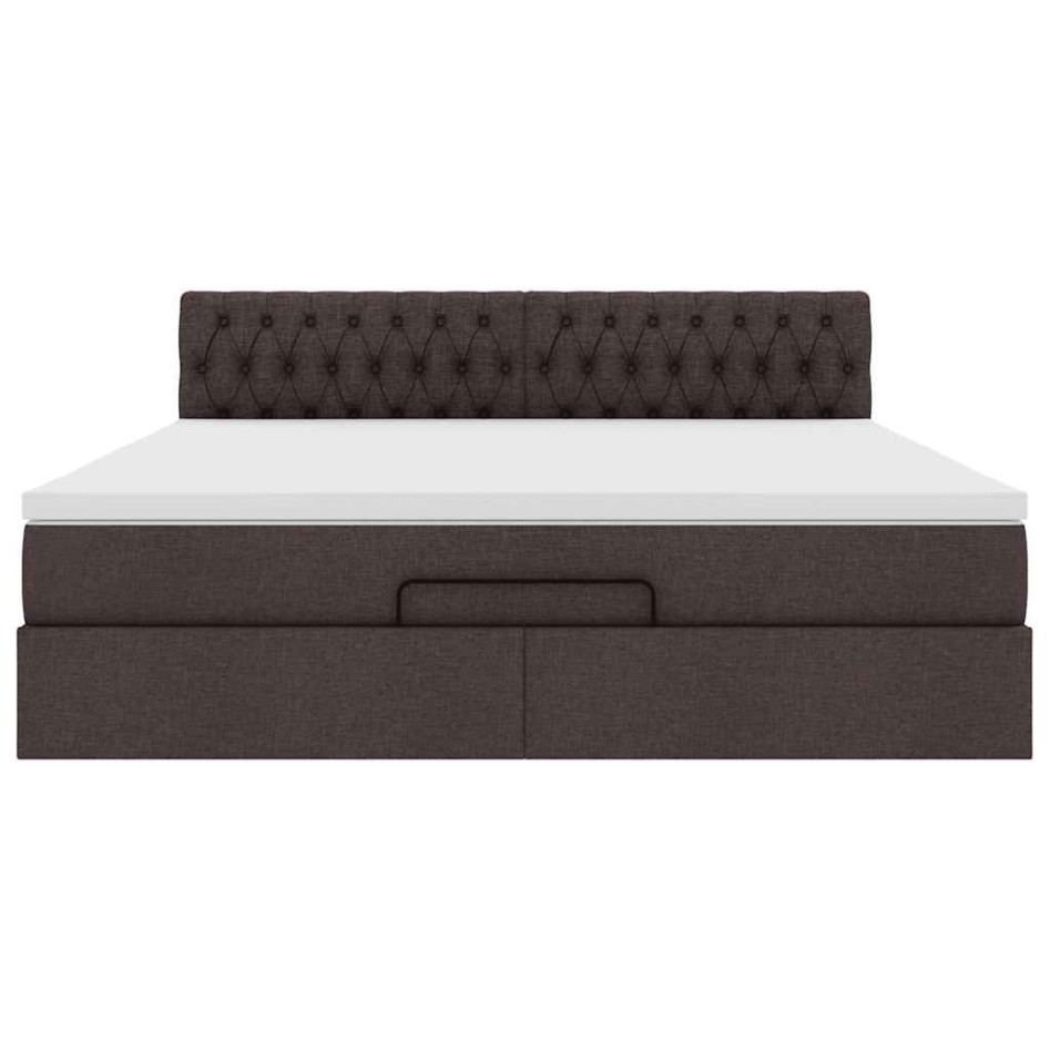 Estructura cama otomana colchón tela marrón oscuro 160x200