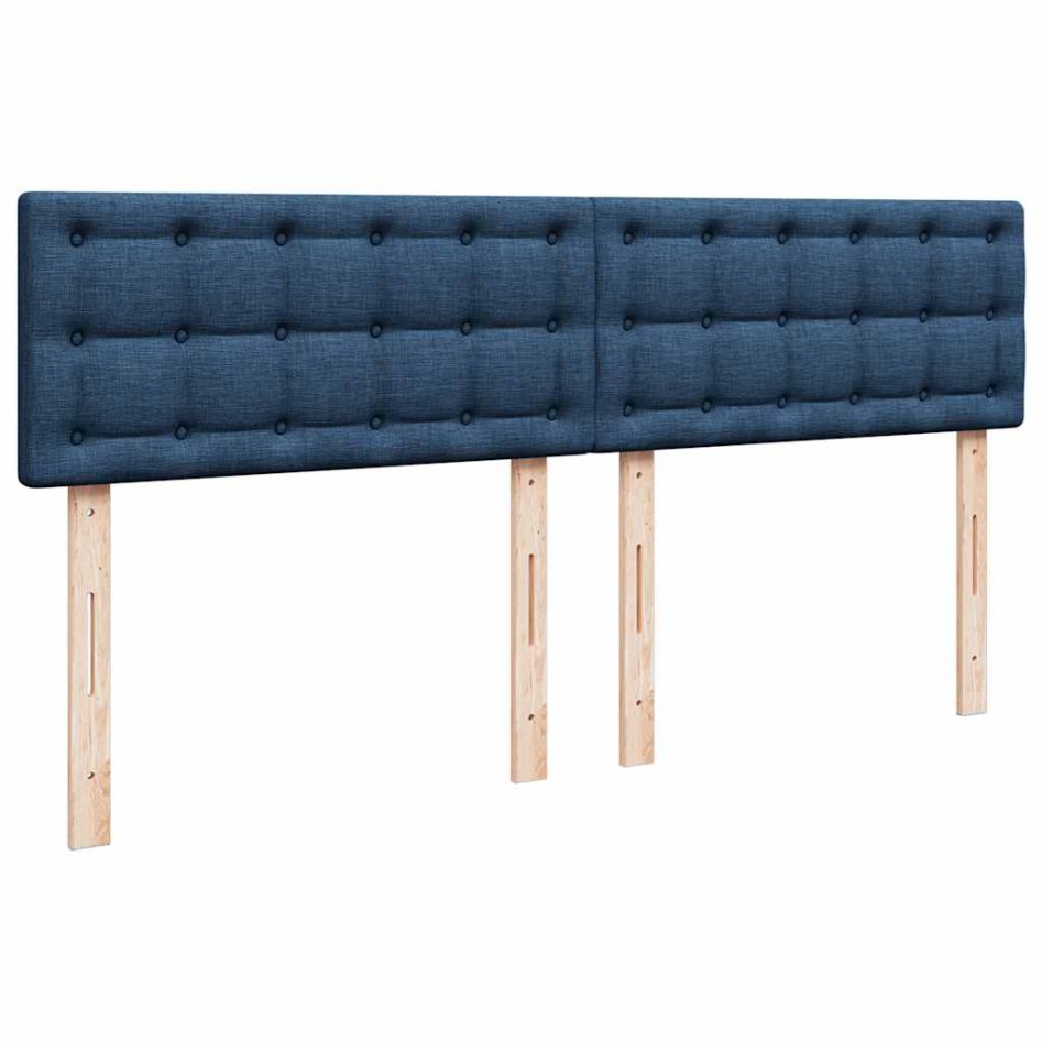 Estructura de cama otomana con colchón tela azul 160x200