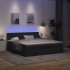 Estructura de cama otomana con colchón tela negra 160x200