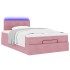 Estructura de cama otomana colchón terciopelo rosa