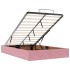 Estructura de cama otomana colchón terciopelo rosa