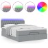 Cama otomana con colchón LED gris claro 140x190 cm
