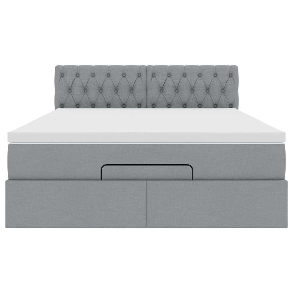 Cama otomana con colchón LED gris claro 140x190 cm