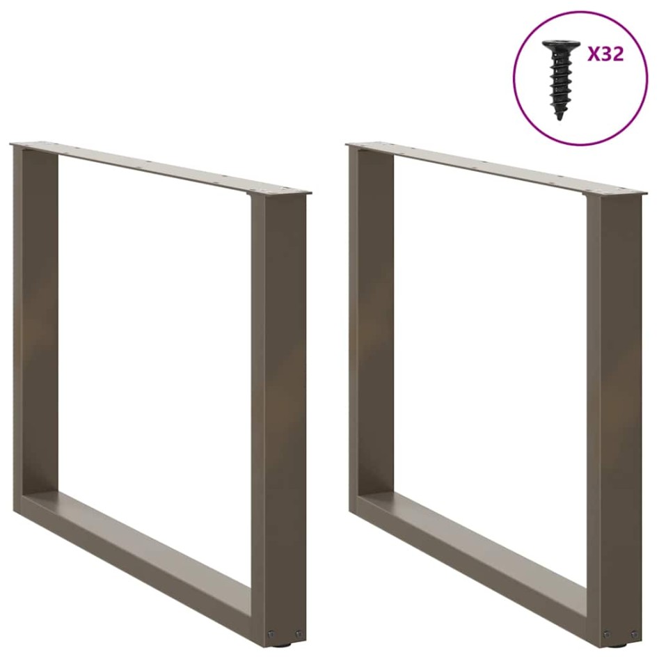 Patas mesa comedor forma U 2uds acero natural 100x(72-73)