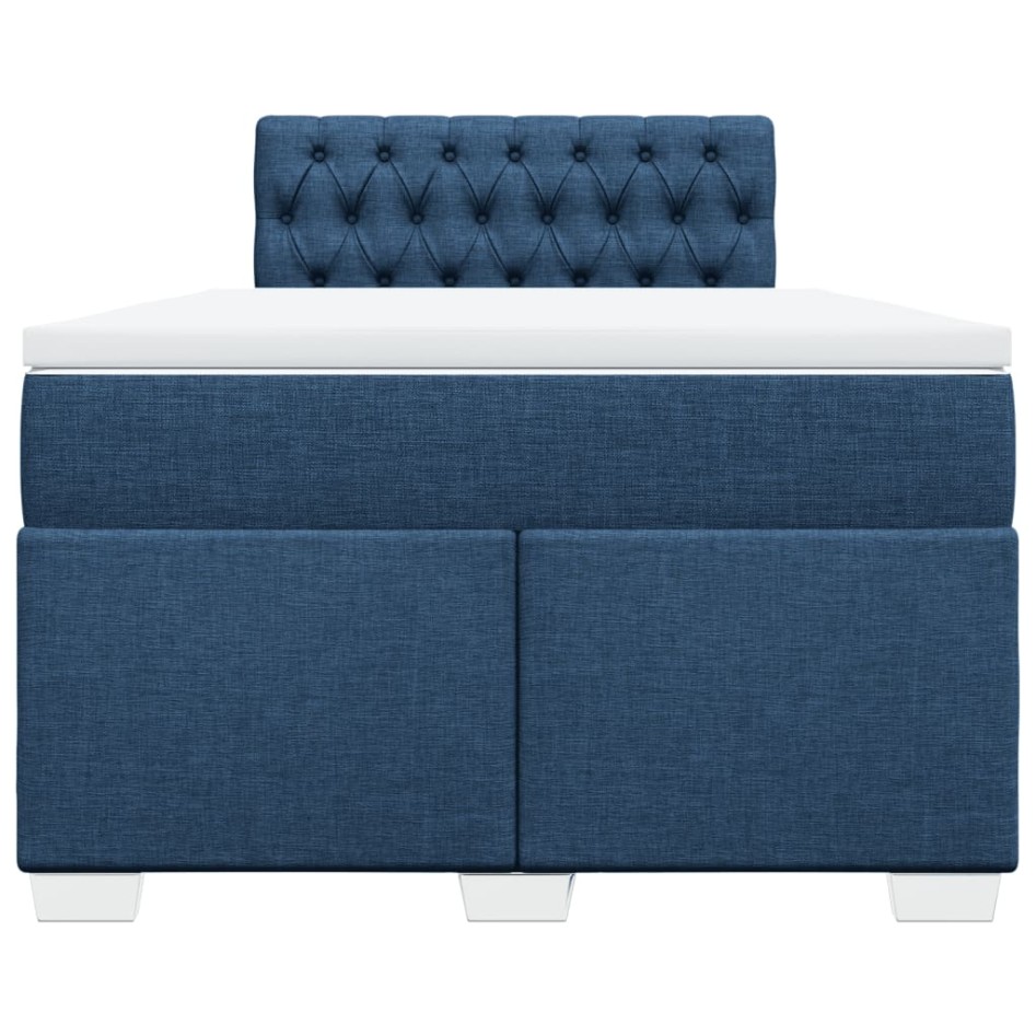 Cama box spring con colchón tela azul 120x190