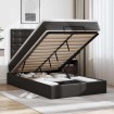 Estructura cama otomana colchón cuero sintético negro 120x200cm
